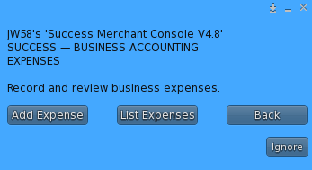 SUCCESS Expenses menu