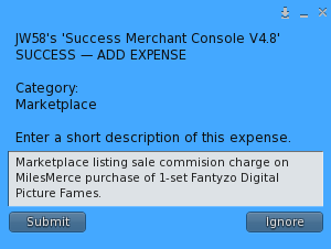 SUCCESS Add Expense description entry