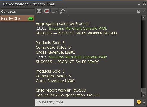 SUCCESS Product Sales report generation