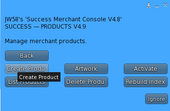 SUCCESS Products V4.9 menu