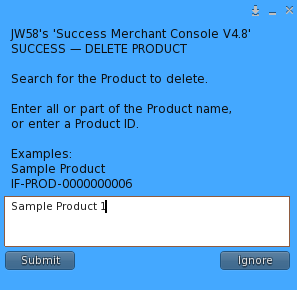 SUCCESS Delete Product search entry