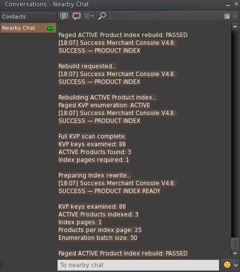 SUCCESS ACTIVE Product Index rebuild result