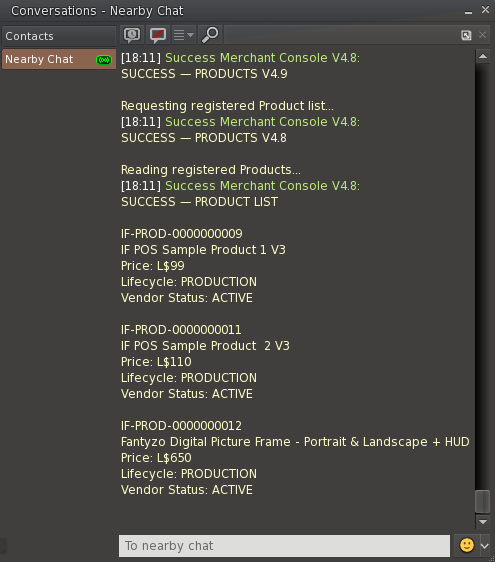 SUCCESS registered Product list