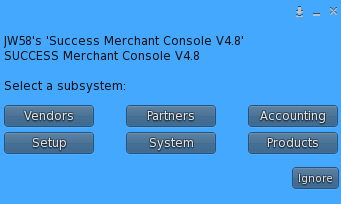 SUCCESS Merchant Console V4.8 main menu