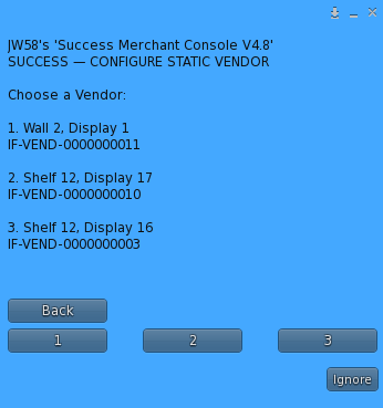 SUCCESS Configure Static Vendor selection