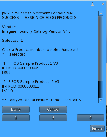 SUCCESS Assign Catalog Products screen